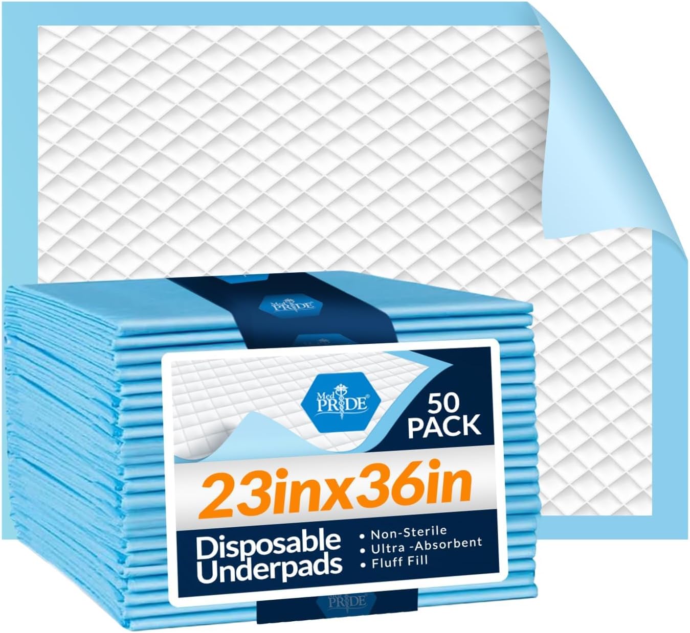 MED PRIDE High Absorbency Disposable Underpads 23" x 36" (150 Count)