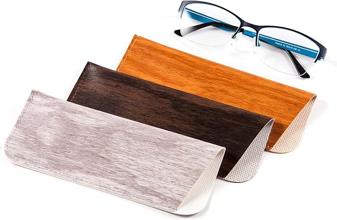 TRIUMPH VISION 3 Pack Reading Glasses Pouch Soft Case Eyeglass Sleeve Slim | Alternative to Bulky Case in bag, Lightweight Lined Padded Protect Optical lens Slip in, Cute Pattern Portable for Daily Use