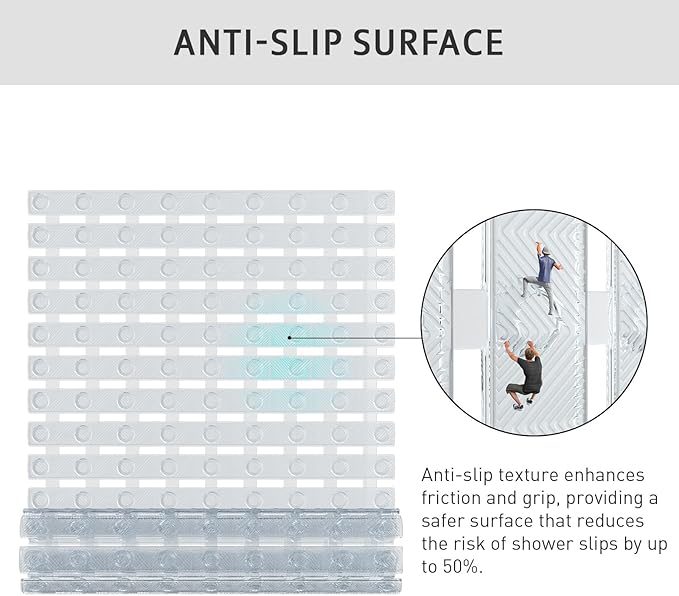 XIYUNTE Shower Mat Non Slip Bath Mat for Tub - 27 X 16 Inch PVC Bathtub Mat Non Slip Shower Mats for Inside Shower, Bath Tub Mat with Powerful Suction Cup, Easy to Cut and Dry, Clear