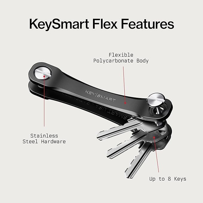 KeySmart Flex - Key Holder for Keychain-Compact Key Organizer for Key Chain, Minimalist Clutter-Free, Up to 8 Keys