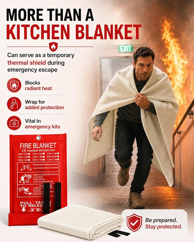 Ougist 2 Pack Emergency Fire Blanket for Home and Kitchen, 40"x40" Fire Blankets for Safety, Fiberglass Flame Suppression for Grill, RV & Camping, Peace of Mind for Your Family