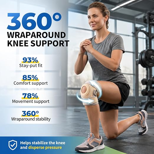 CAMBIVO ELITE Knee Brace with Side Stabilizers & Open Patella Gel Pad — Adjustable Support for Meniscus, Arthritis, ACL, MCL Recovery, Knee Support for Men and Women - Please Check Size Chart