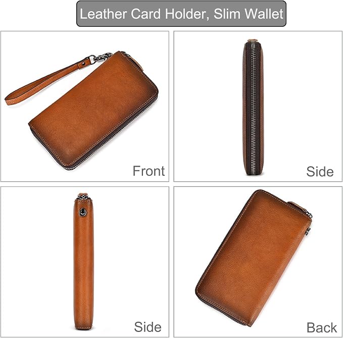 Genuine Leather Long Wallet for Men, Large Capacity Purse Clutch Bag Handbag Checkbook Cash Credit Cards Phone Holder | Large Capacity