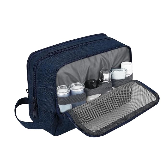 WANDF Travel Toiletry Bag for Men, Small Dopp Kit for Toiletries | Water-Resistant Fabric, Travel Bag for Toiletries, Compact Storage, Shaving Accessories, Weekend Trips