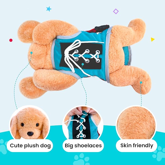 Fidget Blanket for Dementia, Fidget Dog Blanket for Elderly, Fidget Sensory Dog Blanket for Seniors with Alzheimer’s, Dementia Products for Elderly