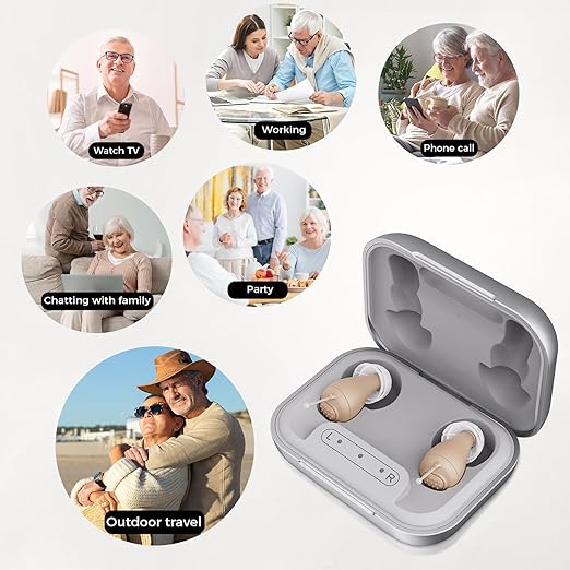 Hearing Aids for Seniors, Rechargeable OTC Hearing Aids with Noise Reduction, Providing Clear Sound Quality and Comfortable Wearing for Hearing Loss