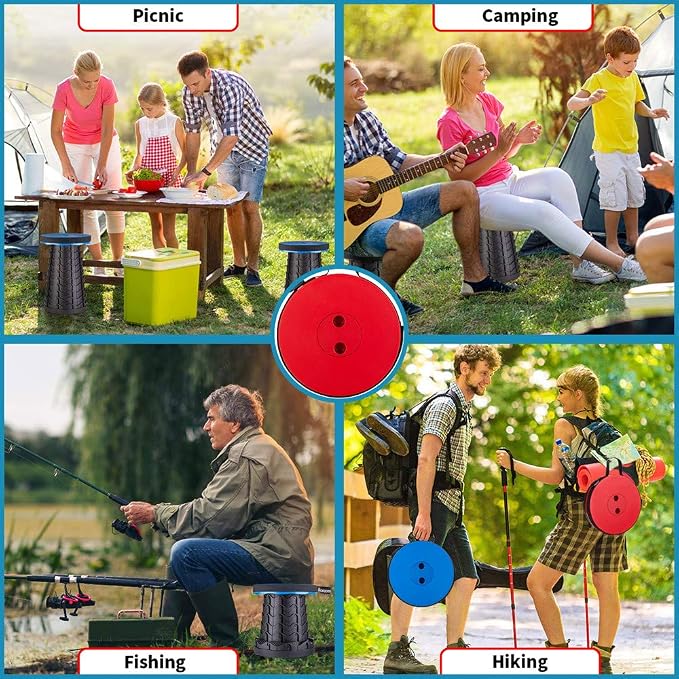 Upgraded Folding Stool Lightweight Yet More Sturdy with Load Capacity 400lbs Portable Collapsible Stool for Camping Fishing Hiking BBQ (Blue)