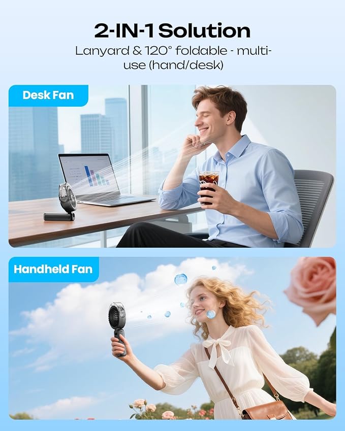 Otlonpe Handheld Misting Fan Portable, Powerful High Speed, Small Personal Rechargeable Cooling Mister Fan Water Spray Mist, 4000mAh Battery Operated for Travel Indoor Outdoor Hand Desk (Black)