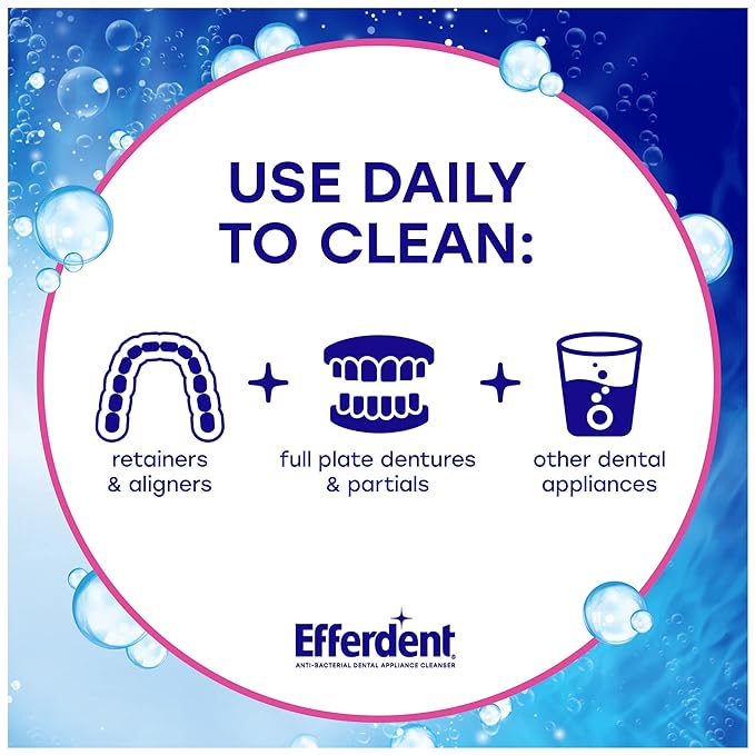 Efferdent Denture Cleaner Tablets – Dental Appliances, Aligners, Mouth Guard, and Retainer Cleaner Tablets, Complete Clean, 126 Count