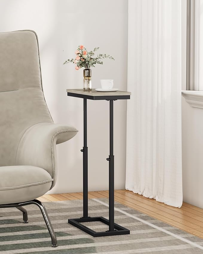TUTOTAK End Table, Side Table, Tall Couch Table, Sofa Table | for living Room, Bedroom, Greige TB01BG083
