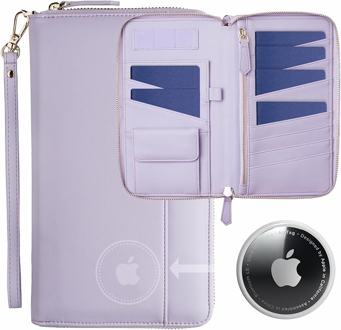 Travel Document Organizer - RFID Passport Wallet Case Family Holder Id Wristlet