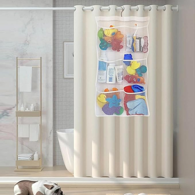 Quick Dry Fabric Bath Mesh Pockets Shower Organizer with 6-Pocket