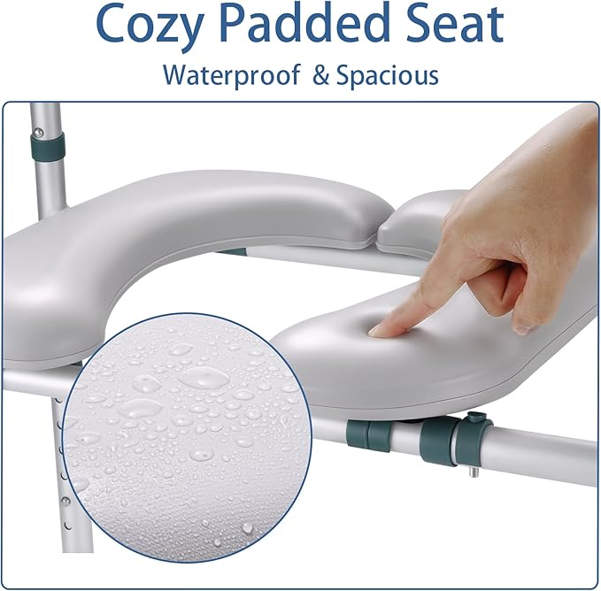 Raised Toilet Seat with Handles, Toilet Seat Riser for Seniors with Adjustable Height & Width, 400lb Cozy Padded Elevated Toilet Seat for Elderly, Handicap and Disabled, Fit Any Toilet