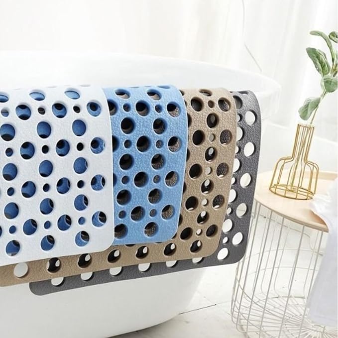 Casa and Beyond Shower Mat,Non Slip Bath Mat and Shower Mat with Suction Cups and Drain Holes,Bathroom Mat Easy to Clean Soft Machine Washable,Bathtub Mat Easy Dry&Cut (Gray,28" x 28"(Rectangular))