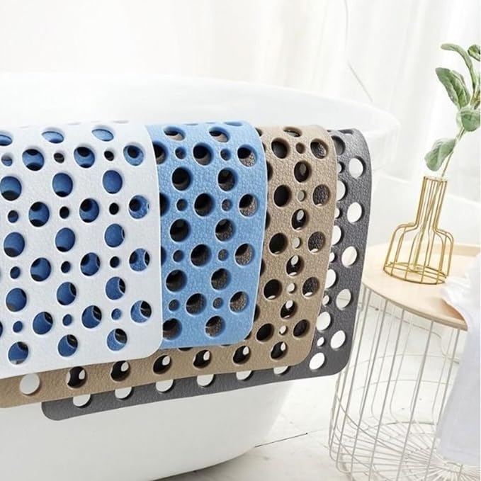 Casa and Beyond Shower Mat,Non Slip Bath Mat and Shower Mat with Suction Cups and Drain Holes,Bathroom Mat Easy to Clean Soft Machine Washable,Bathtub Mat Easy Dry&Cut (Coffee,35" x 24"(Rectangular))