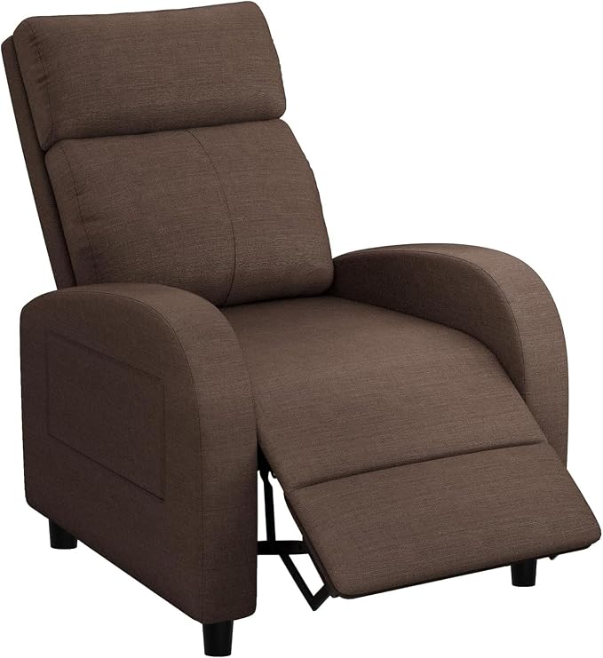Homall Recliner Chair, Recliner Sofa Fabric for Adults, Brown Recliners | Home Theater Seating with Lumbar Support, Reclining Sofa Chair for Living Room