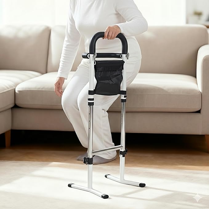 Stand Assist(White)-Mobility Standing Aid Rail for Couch, Chair, Bedside, Toilet. Assistance Handle for People with Limited Mobility. Safety Grab Bar for Standing, Walking, Up and Down The Stairs