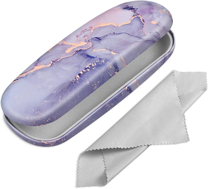 FINTIE Hard Shell Eyeglasses Case, Portable Protective Glasses Cover Eyeglass Holder Box with Cleaning Cloth for Men Women