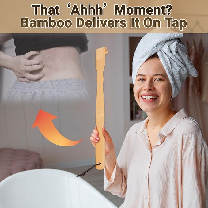 Wooden Bamboo Back Scratcher, 17" Back-Scratchers 5 Pack | Natural Handmade for Men and Women, New Upgraded Long Headle Massager, Relaxation Gifts for Mom and Father's Day