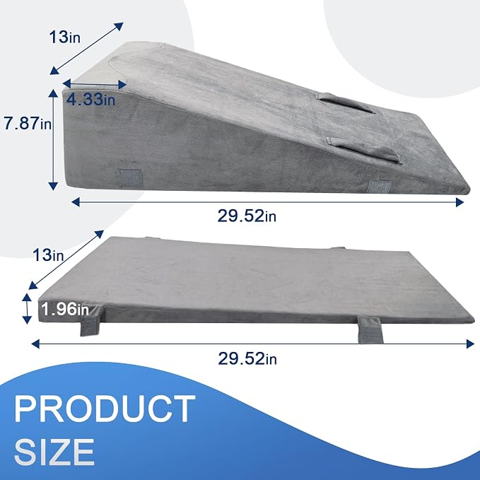 Adjustable Height Leg Elevation Pillows for After Surgery Foam Knee Surgery Pillow with Handles and Velvet Cover Foot Wedge Pillow for Legs Swelling and Blood Circulation