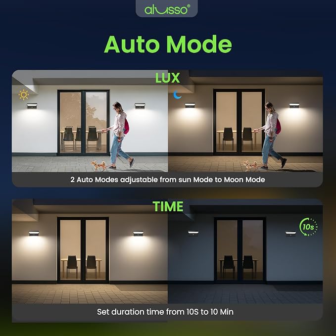 ALUSSO® 20W/40W/55W LED Outdoor Motion Sensor Wall Light, 3000K/4000K/6500K Aluminum Exterior Lighting Fixtures, 360° Rotatable Wall Pack Lights, IP65 Waterproof Sconce for Porch Patio Garage, Black
