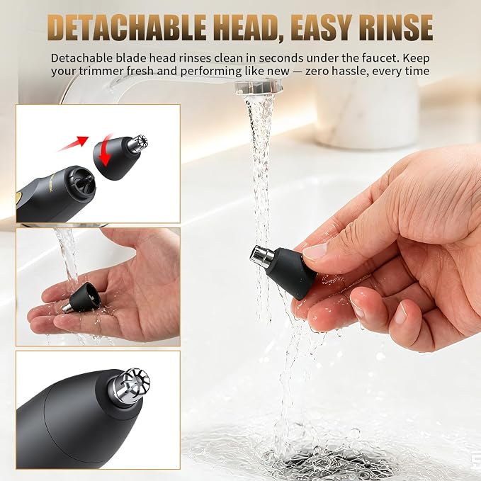 Ear and Nose Hair Trimmer for Men, USB-C Rechargeable Nose Trimmer for Men, 6500 RPM Painless Dual-Edge Blades, 40 Days Use, Nose Hair Trimmer Women, Low Noise, Gift for Men & Women