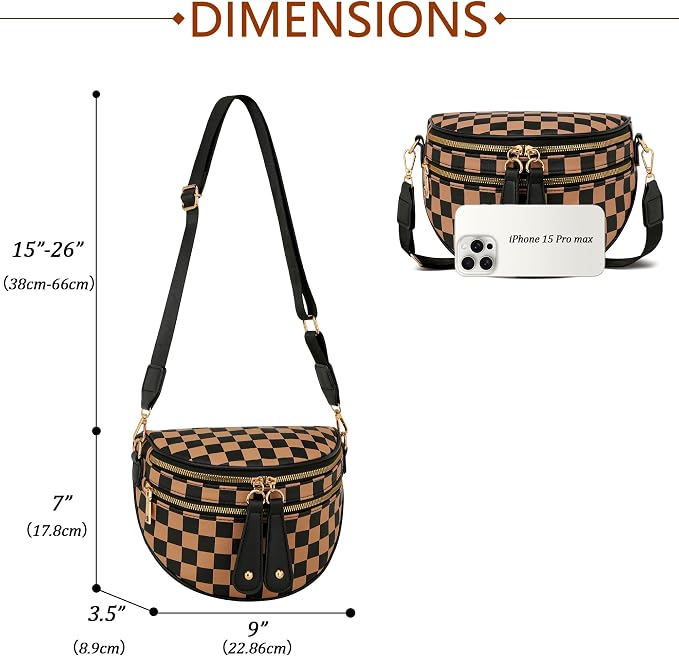 KKXIU Crossbody Bags for Women Vegan Leather Travel Bum Bag | Trendy Fanny Waist Pack | Shoulder Purse with Adjustable Strap