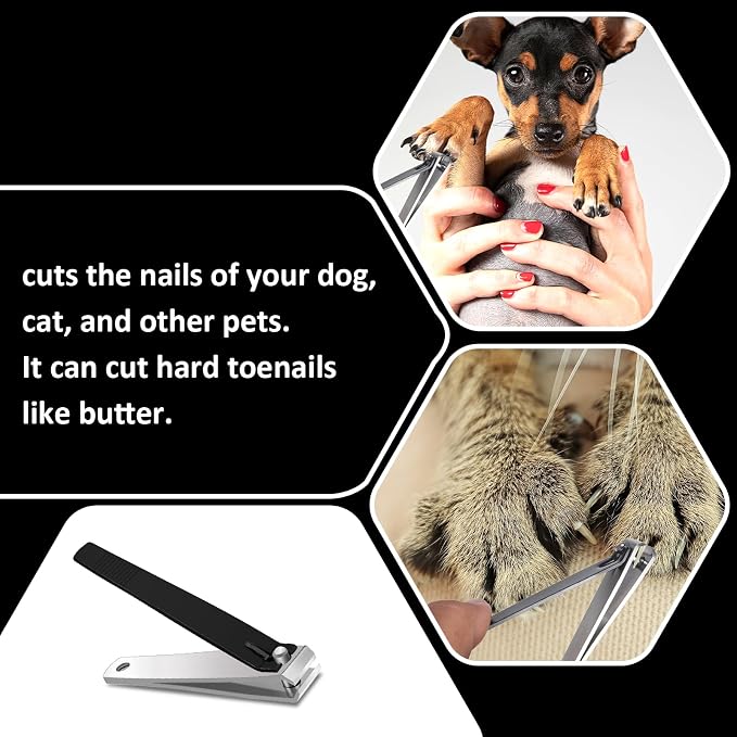 Straight Toenail Nail Clippers, Heavy Duty Stainless Steel Fingernail Clippers Nail Cutter for Trimming Thick Nails Men & Women (Black)