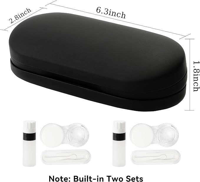 Eyeglass Case Double Sided Travel Size Portable Contact Lens Box 2 in 1 | Multifunction With Tool for Daily Outdoor Office