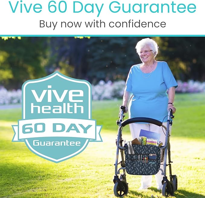 Vive Wheelchair Bag - Machine Washable, Double-Stitched, Water-Resistant Accessory Backpack for Rollators, Wheel Chairs, Walkers - Pouch with XL Pockets & Straps for Quick Installation