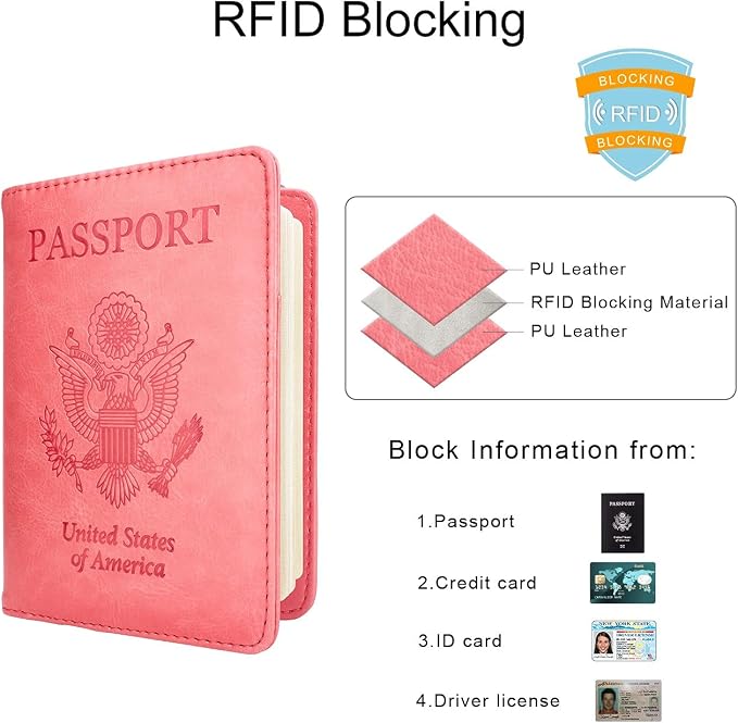 WALNEW Passport Holder for Travel, RFID Passport Cover Wallet for Women Men, PU Leather Passport Book Card Holder Case with Pen, Travelling Essentials for Flying | PU Leather Passport Cover Case with Pen Holder, Travel Must Haves Accessories, Passport ...