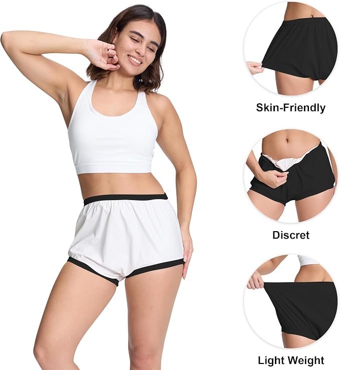 Womens Waterproof Incontinence Pants Leakproof Adult Diaper Covers Plastic Rubber Underwear Alternative(Black，L)
