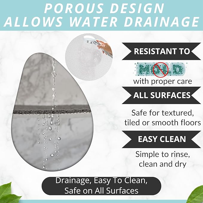 ENKOSI Loofah Non-Slip Shower and Bath Mat - Soft Cushioned Comfort - No Suction Cups for Smooth or Textured Tubs - Fast Draining - Safety for Bathroom, Family, Kids, and Elderly (24x16 Duck)