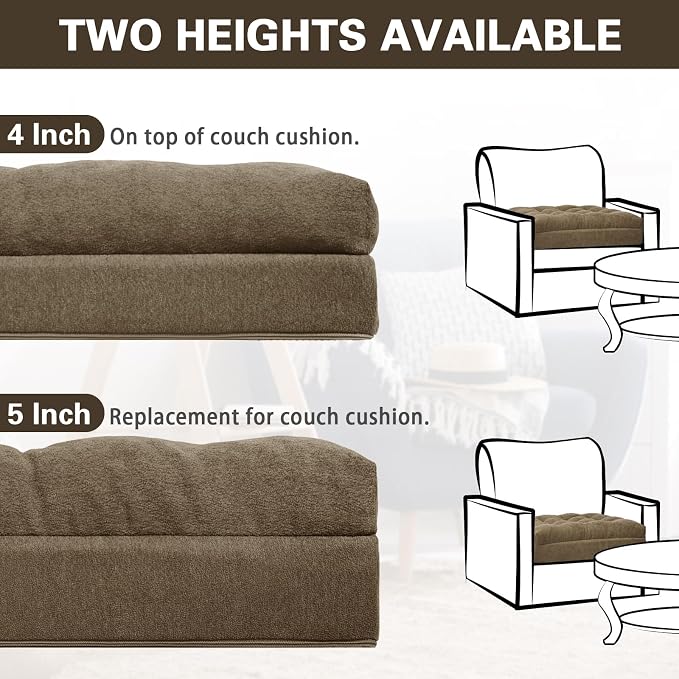 Recliner Cushion for Elderly - Patented Dual Seat Cushion for Sagging Recliner Replacement Booster Cushion for Easy Get Up from Chair, Sofa & Couch, Relieves Long-Sitting Pain 20x20x4 Brown