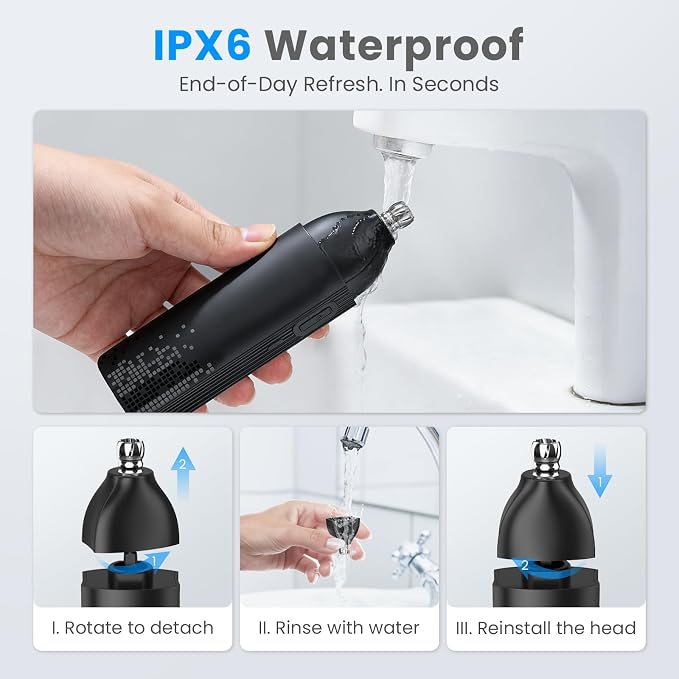 Phisco Nose Hair Trimmer for Men: 120 Mins Runtime USB-C Rechargeable | IPX7 Waterproof Nose Trimmer for Ear and Nose Easy Clean, Updated 360° Hollow Ring Painless Hair Removal, Quiet & Powerful