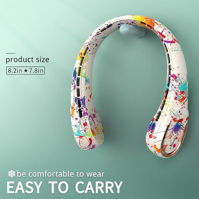 FrSara Neck Fan, Portable Personal Fan Strong Wind, 4000mAh, Air Volume,360° Cooling, No Hair Twisting, Air Volume On 2 Sides, Non-Slip, Quick Charge, Long Use Time, Gift for Women, Men, Birthday