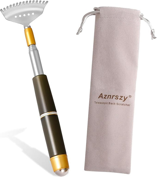 Back Scratcher, Long Back Scratcher Extendable for Women Men Adults, Sturdy Claw/Anti-Slip Handle/Massage Roller, Portable Metal Head Body Hand Scratcher Massager
