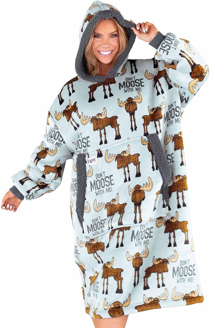 LazyOne Oversized Blanket Hoodie, Oversized Hoodies for Women and Men, One Size Fits All Wearable Blankets