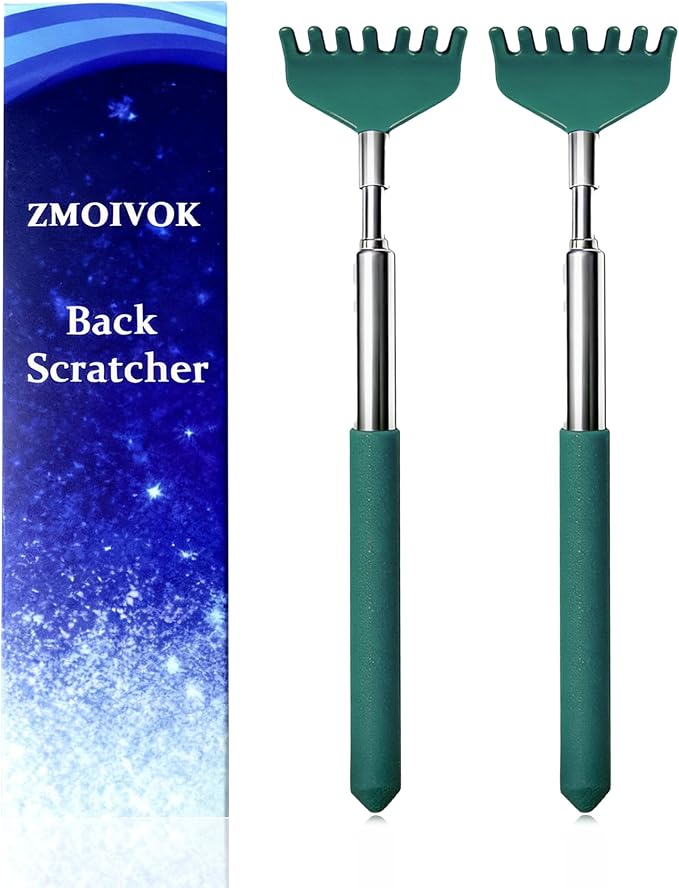 2 Pack Back scratchers Set,Stainless Steel Back Scratcher Extendable | for Back,Neck,Shoulders,Beautiful Present Packaging Gifts for Thanksgiving,Christmas (Green)