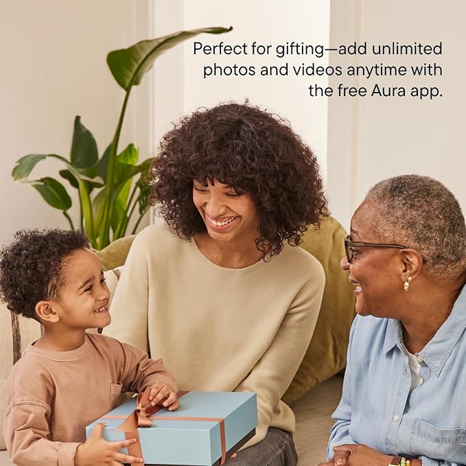 Aura 12" HD WiFi Digital Picture Frame – Free Unlimited Cloud Storage – Send Photos from Phone – No Subscription – Auto On/Off – Gift for Parents & Grandparents (White Mat, 12")