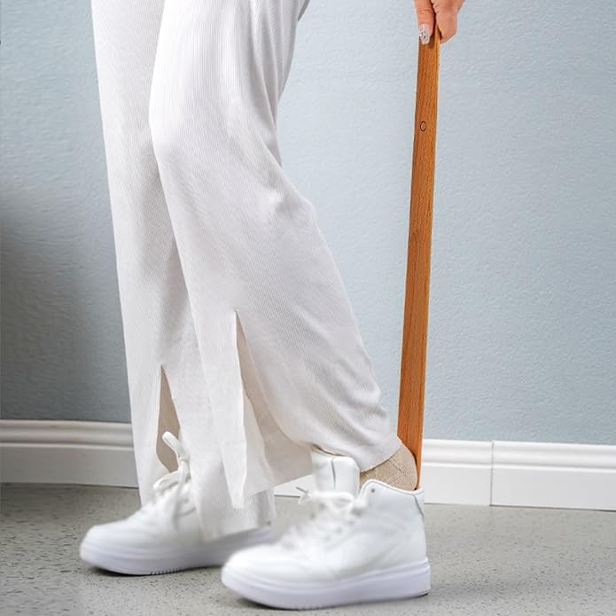 55CM Wooden Long Handle Shoehorn Long Shoe Spoon Horn for Shoes Wear Shoe Easier Support Shoehorn