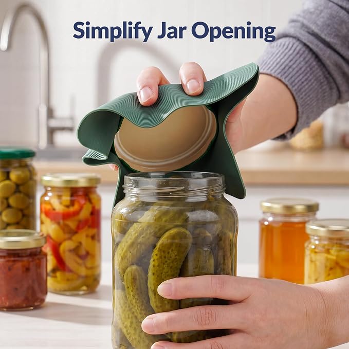 NIHOME Silicone Jar Opener – 6 Inch Large Anti-Slip Grip Pads, Premium 100% Food-Grade Silicone, Stylish Designer Colors, Multi-Purpose Heat-Resistant Mat & Coaster, Set of 4 (Green Gradient, Square)