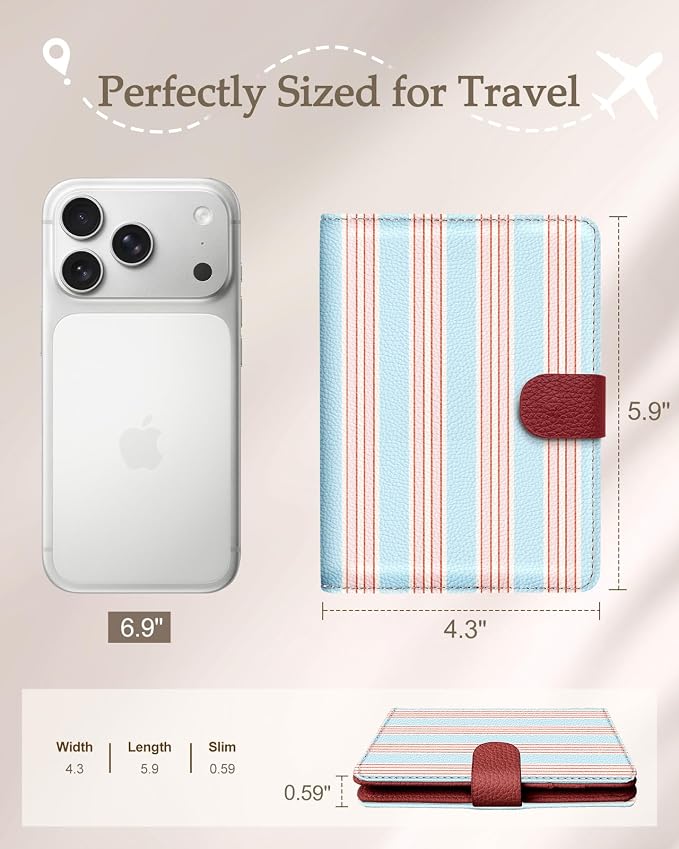 Slohif Airtag Passport Holder Cover Wallet Case for Travel Women - Leather RFID Blocking Passport Book Multiple Personalized Organizer Slim Portable Carrier Card Slots Protector Sleeve Stamp