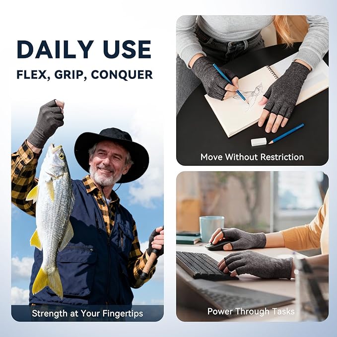 Duerer Arthritis Gloves Women Men, Carpal Tunnel, Rheumatiod, Tendonitis, Fingerless Hand Thumb Compression Gloves