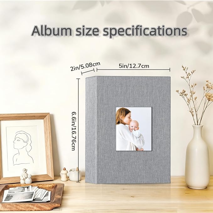 popotop Photo Album 4x6-100 Photos Photo Books with 100 Vertical Pockets,Linen Cover Albums for Family Wedding Anniversary Baby Vacation Pictures