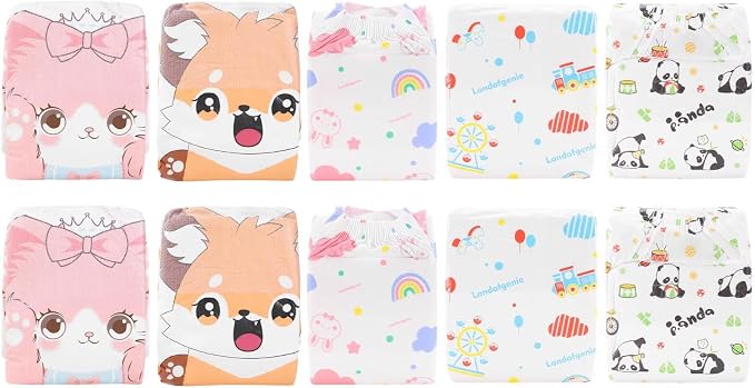 Landofgenie Adult Printed Diapers 10 Pieces 5 Stylish (Large 36"-46")