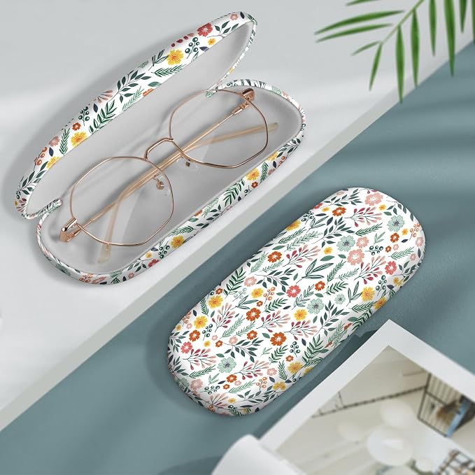 FINTIE Hard Shell Eyeglasses Case, Portable Protective Glasses Cover Eyeglass Holder Box with Cleaning Cloth for Men Women