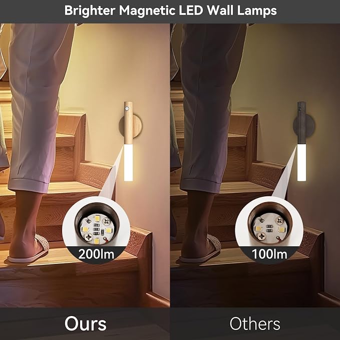 Motion Sensor Wall Light Beech 3PCS, Battery Operated wall sconces