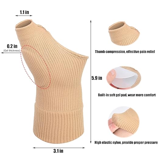 Thumb Wrist Support Braces,Breathable Thumb Compression Sleeves with Soft Gel Pads for Arthritis, Tendonitis, Comfortable Finger Splint for Relieve Hand Thumb Wrist Carpal Tunnel Joint Pain(1 Pair)