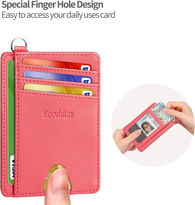 Slim Minimalist Front Pocket Wallet, RFID Blocking Credit Card Holder Wallet with Detachable D-Shackle for Men Women